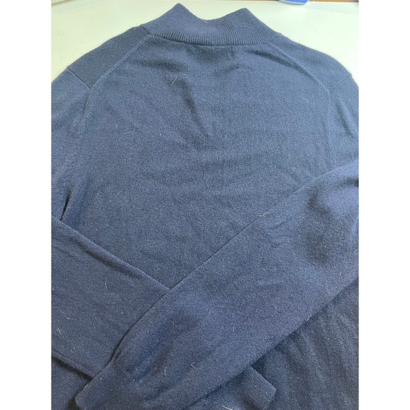 Cashmere mens quarter zip pullover MED leather pull lg sleeve‎ quiet luxury - Picture 7 of 11